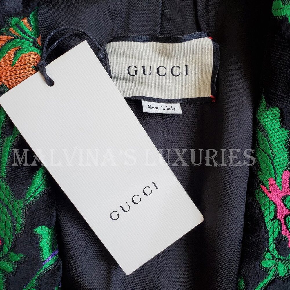 GUCCI JACKET SINGLE BREASTED VELVET JAQUARD FLORAL BLAZER sz IT 40 US 4 - Picture 12 of 14